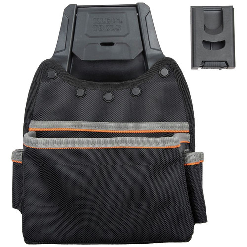 Tool Belts | Klein Tools 55913 Tradesman Pro 11.75 in. x 8.625 in. x 6 in. Modular Parts Pouch with Belt Clip - Black/Gray/Orange image number 0