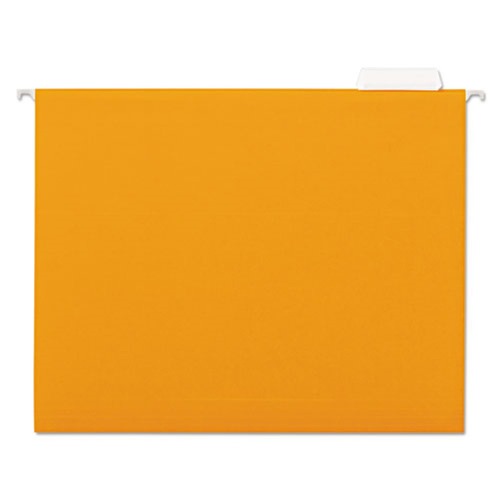 Universal UNV14122 1/5-Cut Tab, Deluxe Bright Color Hanging File Folders - Letter Size, Orange (25/Box) image number 0