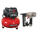 Compressor Combo Kits | Porter-Cable C2002-NS150C 0.8 HP 6 Gallon Oil-Free Pancake Air Compressor and 18-Gauge 1-1/2 in. Narrow Crown Stapler Kit Bundle image number 0