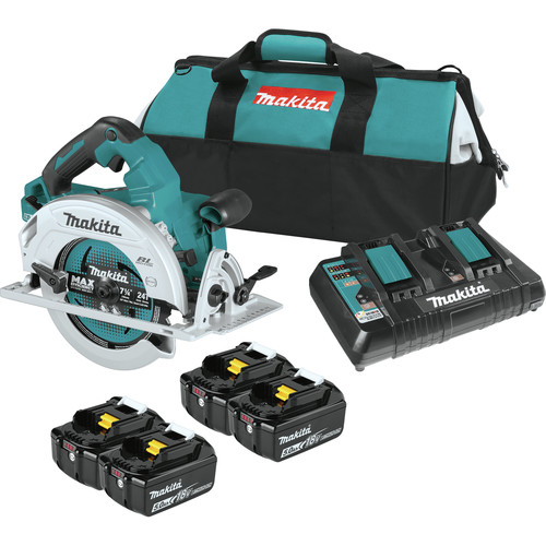 Makita XSH06PT1 18V X2 LXT Lithium-Ion (36V) Brushless Cordless 7-1/4 in. Circular Saw Kit with 4 Batteries (5.0Ah)
