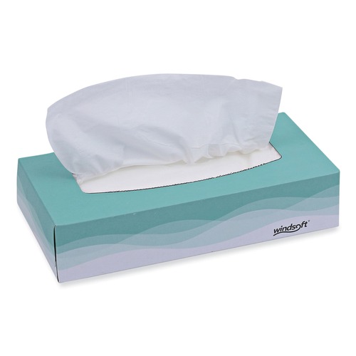 Windsoft WIN2360 2-Ply Flat Pop-Up Box, Facial Tissue - White (30 Boxes/Carton, 100 Sheets/Box) image number 0