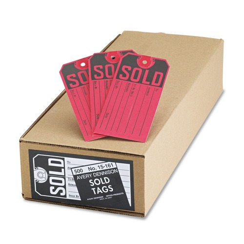 Avery 15161 Sold Tags, Paper, 4 3/4 X 2 3/8, Red/black, 500/box image number 0