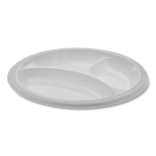 Pactiv Corp. MIC10Y Meadoware 10.25 in. Round 3 Compartment Plates - White (500/Carton) image number 0