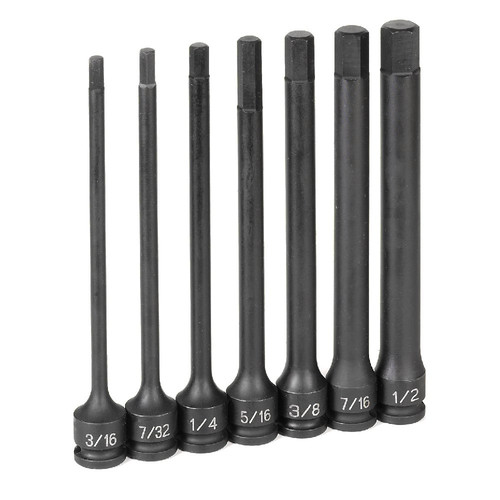 Grey Pneumatic 1267H 7-Piece 3/8 in. Drive SAE 6 in. Extended Length Hex Impact Drive Socket Set image number 0