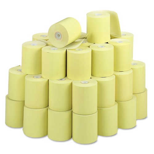 PM Company 05214C Direct Thermal Printing 3.13 in. x 230 ft. Thermal Paper Rolls - Canary (50-Roll/Carton) image number 0