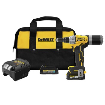 AUTOMOTIVE | Dewalt DCF414GE2 20V MAX XR Brushless Lithium-Ion 1/4 in. Cordless Rivet Tool Kit with 2 POWERSTACK Batteries (1.7 Ah)
