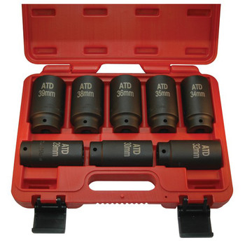 ATD 8628 8-Piece 1/2 in. 12-Point Metric Axle/Spindle Nut Socket Set