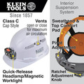 Klein Tools 60113RL Vented Cap-Style Hard Hat with Rechargeable Headlamp - White image number 1