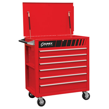 Sunex 8057 Full 6 Drawer Professional Duty Service Cart (Red)