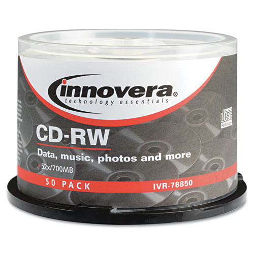 Innovera IVR78850 50/Pack 700 MB/80 min, 12X, Spindle, CD-RW Rewritable Disc - Silver New image number 0