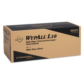 WypAll KCC 05322 12 in. x 10-1/4 in. POP-UP Box L10 1-Ply Towels - White (125/Box 18 Boxes/Carton)