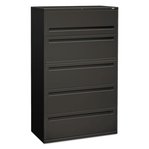 HON H795.L.S 42 in. x 18 in. x 64.25 in. 700 Series Five-Drawer Lateral File with Roll-Out Shelves - Charcoal image number 0