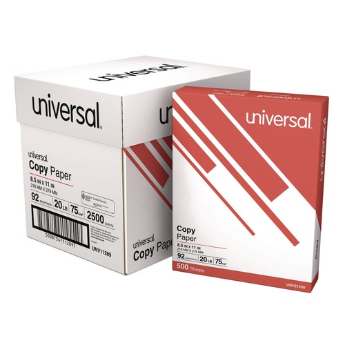 Universal UNV11289 | 8.5" x 11", 92 Bright, 20 lbs., Copy Paper Convenience Carton - White (5 Reams/Carton, 500 Sheets/Ream) | One Size 5 Reams/Carton
