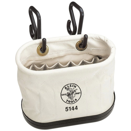 Cases and Bags | Klein Tools 5144 15-Pocket Aerial Oval Canvas Bucket with Hooks image number 0