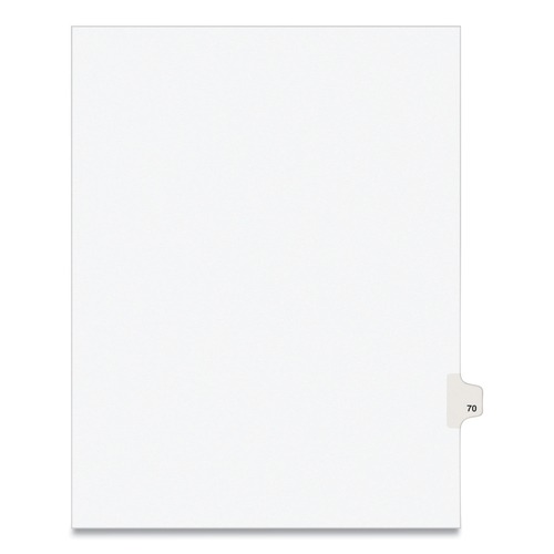 New Arrivals | Avery 01070 11 in. x 8.5 in. 10 Tab Number 70 Legal Exhibit Side Tab Index Dividers - White (25-Piece/Pack) image number 0