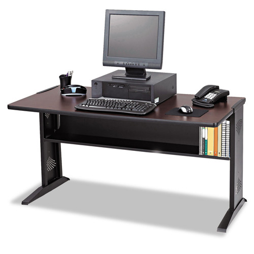 New Arrivals | Safco 1931 Computer Desk W/ Reversible Top, 47-1/2w X 28d X 30h, Mahogany/medium Oak/black image number 0