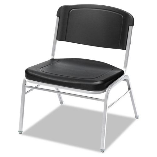 Iceberg 64121 Rough n Ready 500 lbs. Capacity Big and Tall Stack Chair - Black/Silver (4-Piece/Carton) image number 0