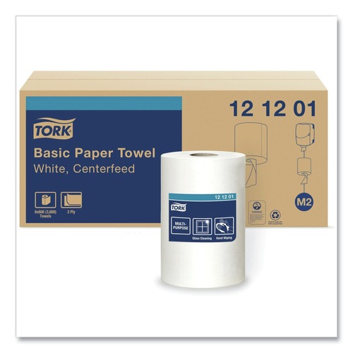 Paper Towels and Napkins | Tork 121201 Advanced 2-Ply 9 in. x 11.8 in. Centerfeed Hand Towels - White (6 Rolls/Carton, 600 Wipes/Roll) image number 0