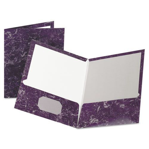 Oxford 51626 11 in. x 8.5 in. Marble Design Laminated High-Gloss Twin Pocket Folder - Marble Purple (25/Box) image number 0
