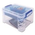 Advantus 37375 Super Stacker Divided Storage Box, 5 Sections, 7.5-in X 10.13-in X 6.5-in, Clear/blue image number 2