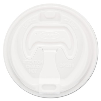 FOOD SERVICE | Dart 16RCL Optima Reclosable Lids for 12 - 24 oz. Foam Cups - White (100-Piece/Bag)