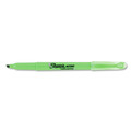 New Arrivals | Sharpie 27026 Pocket Style Highlighters, Fluorescent Green Ink, Chisel Tip, Green Barrel, Dozen image number 1