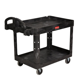 HAND TRUCKS AND DOLLIES | Rubbermaid Commercial FG452088BLA Heavy-Duty 2-Shelf 750 lbs. Capacity 25-1/4 in. x 44 in. x 39 in. Utility Cart - Black