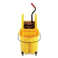 Rubbermaid Commercial FG757788YEL WaveBrake 35 qt Plastic Down-Press 2.0 Bucket/Wringer Combos - Yellow image number 1