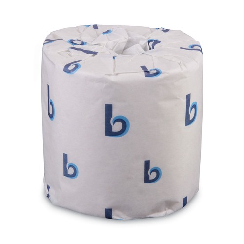 Cleaning & Janitorial Supplies | Boardwalk B6144 4 in. x 3 in. 2-Ply Toilet Tissue - White (96 Rolls/Carton) image number 0
