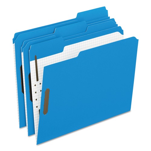 Pendaflex 21301 1/3 Cut Tab Colored Folders with Two Embossed Fasteners - Letter Size, Blue (50/Box) image number 0