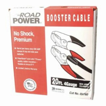 JUMPER CABLES AND STARTERS | Coleman Cable 20 ft. 4 Gauge 500 Amp Black Auto-Booster Cables with Heavy-Duty Parrot Jaw
