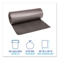 Trash Bags | Boardwalk H7658TGKR01 Low Density 0.95 mil 60 Gallon 38 in. x 58 in. Waste Can Liners - Gray (100/Carton) image number 3