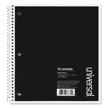 Universal UNV66630 70 Sheet 8 in. x 10.5 in. Quadrille Rule Wirebound Notebook - White