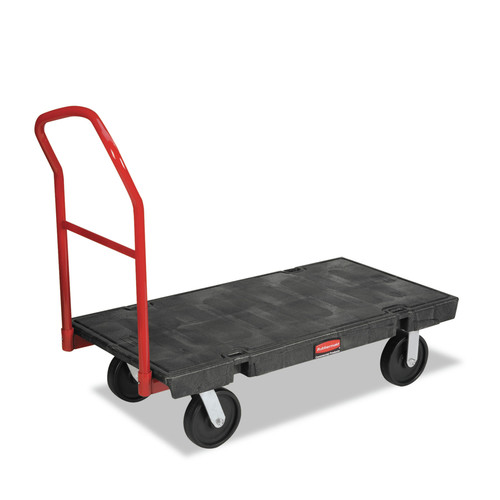 Carts | Rubbermaid Commercial FG444100BLA Heavy-Duty 2000 lbs. Capacity 24 in. x 48 in. Platform Truck - Black image number 0