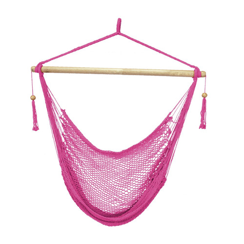Bliss Hammock BHC-412PK Bliss Hammock BHC-412PK 265 lbs. Capacity Tahiti Island Rope Hammock Chair with 40 in. Wood Spreader - Pink image number 0