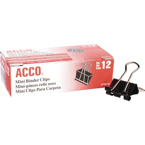 Friends and Family Sale - Save up to $60 off | ACCO A7072010A Mini Binder Clips, Steel Wire, 1/4-in Cap, 1/2-inw, Black/silver (1-Dozen) image number 0