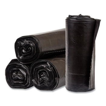 TRASH BAGS | Inteplast Group S386017K 60 gal. 17 microns 38 in. x 60 in. High-Density Interleaved Commercial Can Liners - Black (25 Bags/Roll, 8 Rolls/Carton)