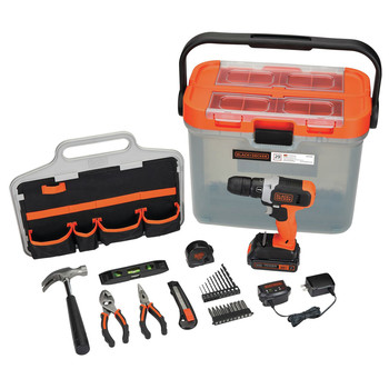 DRILL DRIVERS | Black & Decker BCKSB29C1 20V MAX Lithium-Ion Cordless Drill with 28-Piece Home Project Kit in Translucent Tool Box (1.5 Ah)