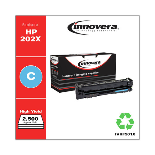Factory Reconditioned Innovera IVRF501X Remanufactured 2500 Page Yield Replacement Toner Cartridge for HP CF501X - Cyan image number 0