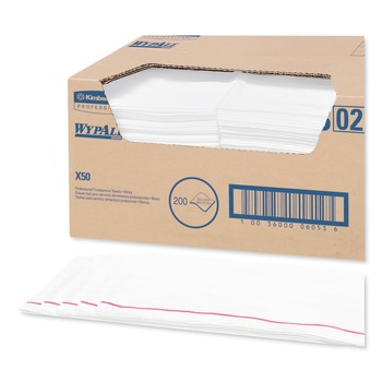 WypAll KCC 06053 23-1/2 in. x 12-1/2 in. 1/4 Fold X50 Foodservice Towels - White (200/Carton)
