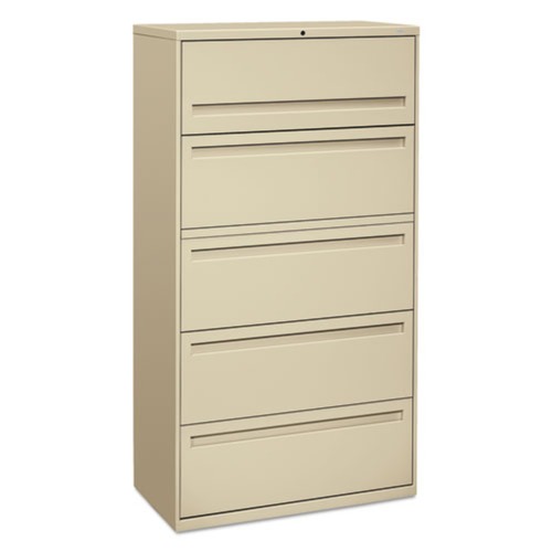 New Arrivals | HON H785.L.L 36 in. x 18 in. x 64-1/4 in. 700 Series Five-Drawer Lateral File with Roll-Out Shelf- Putty image number 0