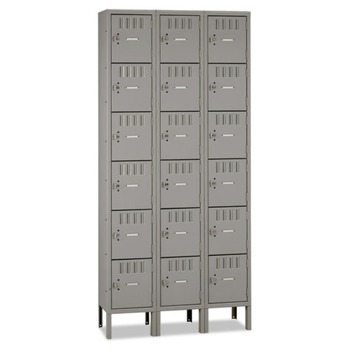 OFFICE PRODUCTS | Tennsco BS6-121812-3 36 in. x 18 in. x 78 in. Triple Stack Locker with Legs - Medium Gray
