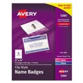 Avery 05384 4 in. x 3 in. Top Load Clip-Style Name Badge Holder with Laser/Inkjet Insert - White (40-Piece/Box) image number 0