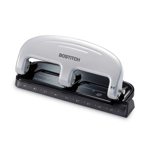 Staple Punches | PaperPro 2220 Ez Squeeze Three-Hole Punch, 20-Sheet Capacity, Black/silver image number 0