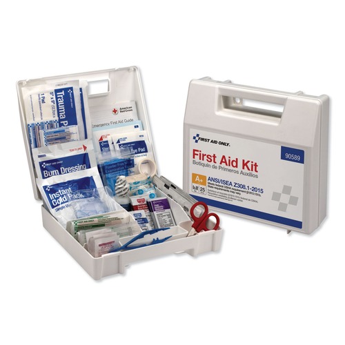 First Aid | First Aid Only 90589 ANSI 2015 Compliant Class Aplus Type I and II First Aid Kit for 25 People (141-Piece) image number 0