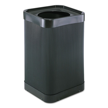 Safco 9790BL At-Your Disposal Top-Open Waste Receptacle, Square, Polyethylene, 38gal, Black