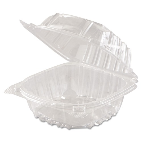 Cleaning and Janitorial Accessories | Dart C57PST1 ClearSeal 5.8 in. x 6 in. x 3 in. Hinged-Lid Plastic Containers - Clear (500-Piece/Carton) image number 0