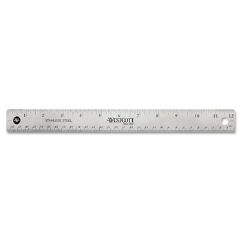 MEASURING TOOLS | Westcott 10415 12 in. Long, Standard/Metric, Stainless Steel Office Ruler With Non Slip Cork Base