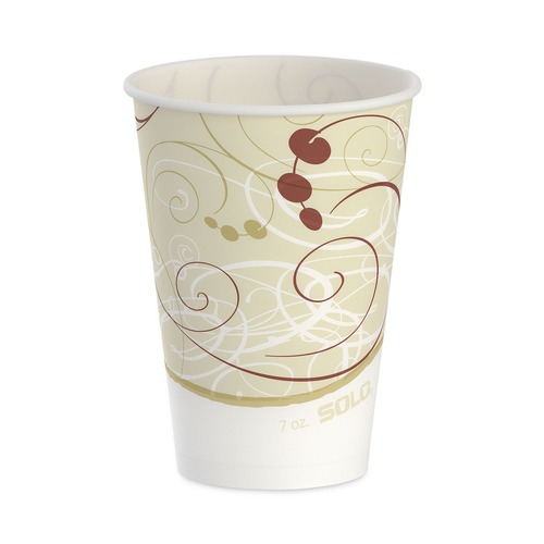 Cups and Lids | SOLO R7N-J8000 Symphony Design 7 oz. Wax Coated Paper Cups - Beige/White (20 Sleeves/Carton, 100/Sleeve) image number 0