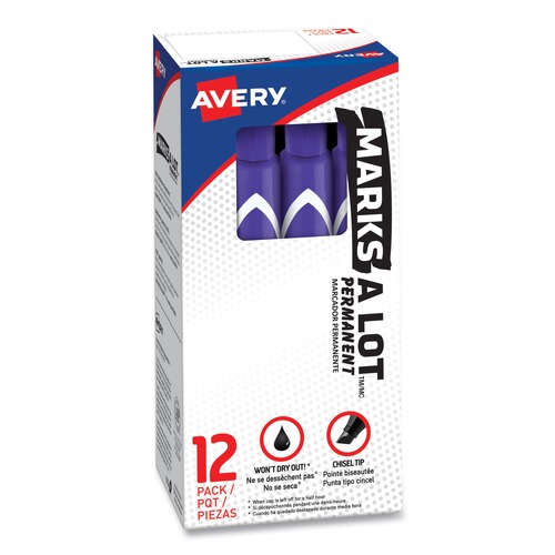 New Arrivals | Avery 08884 Marks-A-Lot Chisel Tip Desk Style Permanent Marker Set - Extra Large, Purple (12-Piece) image number 0